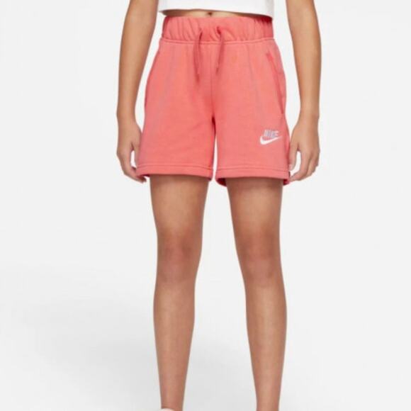 NIKE Pink Salmon Sportswear Club French Terry Fleece Active Lounge Shorts Size L - Picture 1 of 13